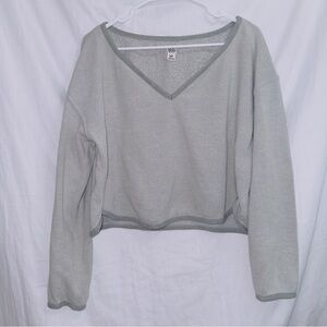 BDG Urban Outfitters Gray Long Sleeve V Neck Pullover Fleece Sweatshirt